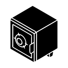 Isometric Illustration of a Secure Steel Safe Box for Valuables and Important Documents