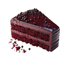 Delicious red velvet cake slice bakery food isolated on transparent background