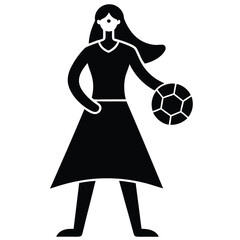 Woman Soccer Player Icon Silhouette Illustration
