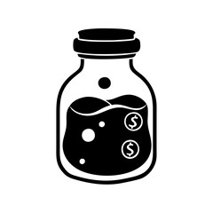 Glass Jar Filled with Money Savings Illustration Design Graphic