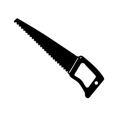 Black and White Hand Saw Icon Illustration Tool Silhouette Graphic Design Element