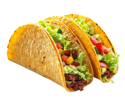 Delicious beef tacos mexico food bright setup isolated on transparent background