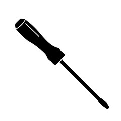 Black and white image of a simple screwdriver illustration a tool for tightening and loosening screws