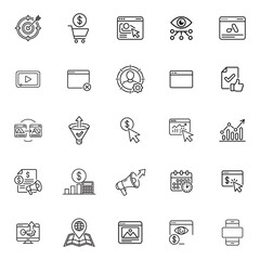 25 Advertising and Paid Media Icons set
