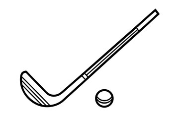 Hockey Stick and Puck silhouette vector illustration