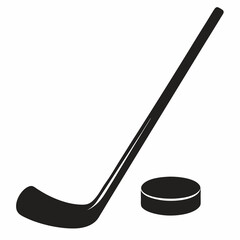 Hockey Stick and Puck silhouette vector illustration