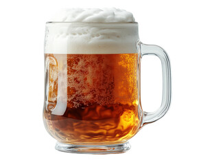 Refreshing beer pouring in glass mug home bar beverage isolated on transparent background