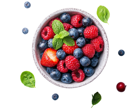 Fresh berry medley kitchen food bright isolated on transparent background