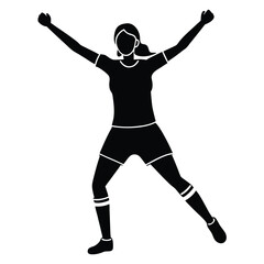 Celebrating Victory A Silhouetted Female Athlete