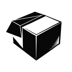 A Partially Opened Black Cardboard Box Illustration Graphic Design