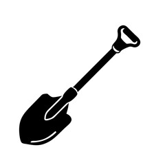 Black and White Illustration of a Shovel Gardening Tool for Digging