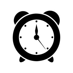 Classic Black Alarm Clock Icon Simple Timekeeping Device Illustration