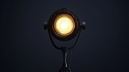 Fototapeta premium A vintage spotlight shines brightly against a dark background, illuminating creativity.