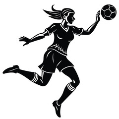 Dynamic Female Soccer Player Silhouette Illustration