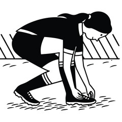 Athlete Tying Shoelaces Before a Competition