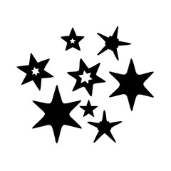 Collection of Various Black Stars on White Background Simple Starburst Design Element