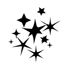 A Cluster of Sparkling Black Stars on White Background Design Element for Celebration