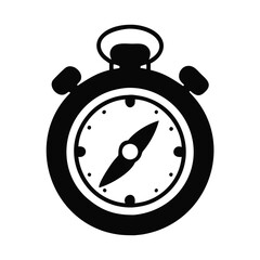 Black and White Stopwatch Icon Illustration Time Measurement Device