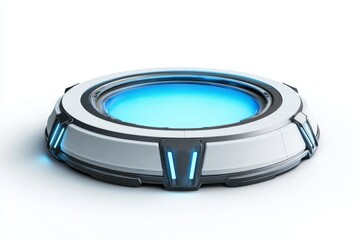 Futuristic circular platform with vibrant blue light