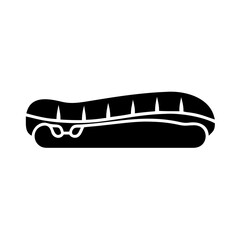 Black and White Illustration of an Inflatable Boat Raft for Water Recreation