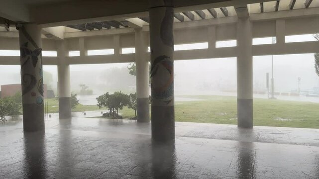 Hurricane Wind And Rain Blast Through Building As Storm Makes Landfall - Haikui