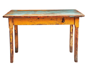 Rustic yellow table vintage home interior artistic view isolated on transparent background