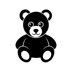 Adorable Black Teddy Bear Icon Cartoon Illustration Graphic Design