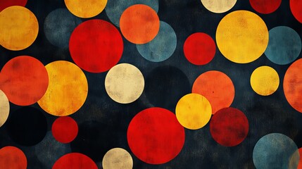 Vibrant Sphere Collage: An Energetic Composition of Geometric Shapes on textured background