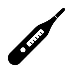 Medical Digital Thermometer Icon Black and White Illustration