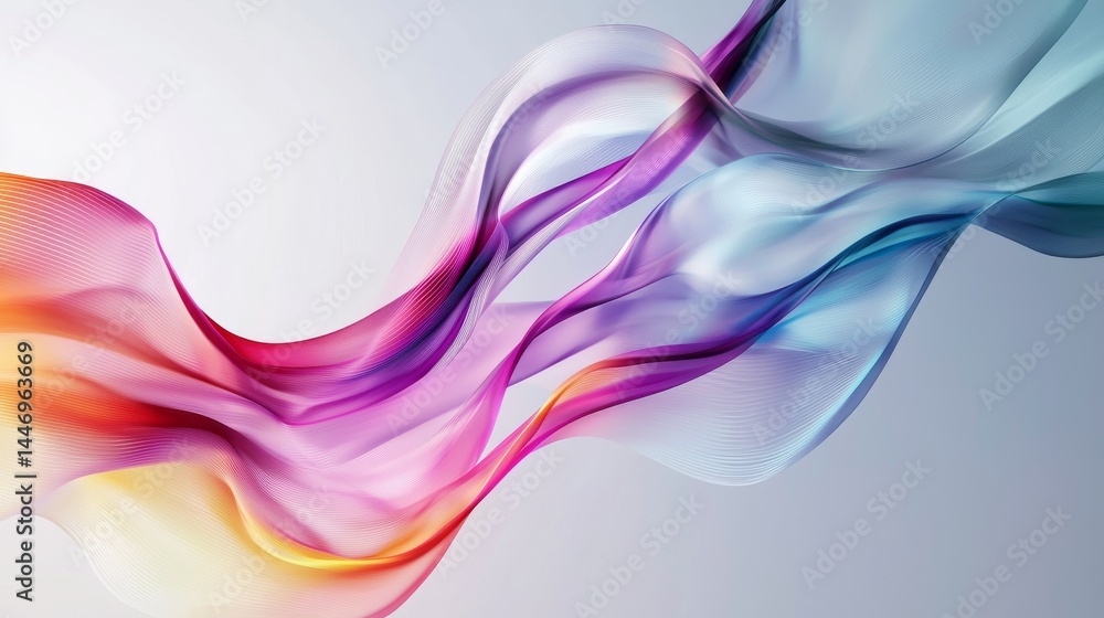 Poster colorful abstract waves in fluid motion, creating an artistic background for design.