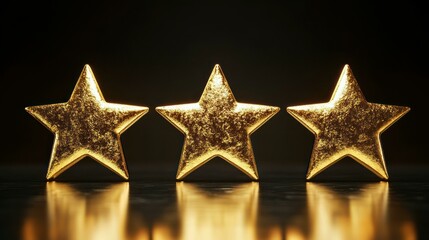 Three golden stars, symbolizing a top rating or award, shine brightly.