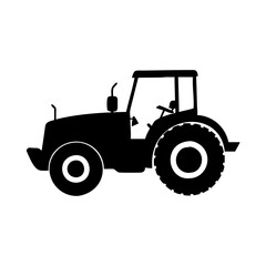 Black Silhouette of a Powerful Farm Tractor Agricultural Vehicle
