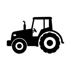 Black and White Silhouette of a Farm Tractor Agricultural Vehicle Machinery