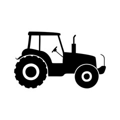 Black and White Silhouette of a Farm Tractor Agricultural Vehicle