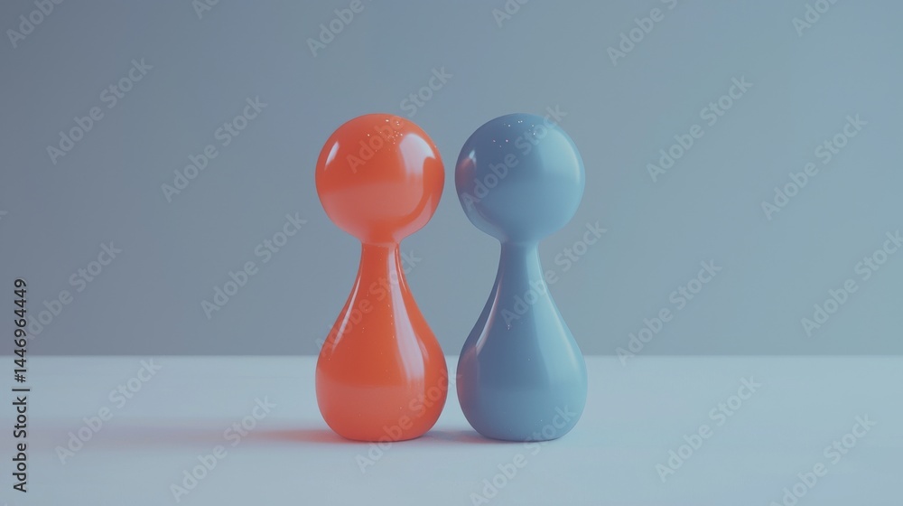 Aufkleber colorful figures symbolize connection and interaction in a minimalistic setting.