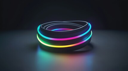 Colorful LED light strips creating vibrant glow in dark environment.