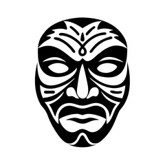 Black and White Tribal Mask Design Illustration Graphic Art