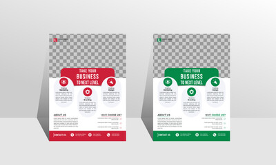 A4 flyer template layout design. Business or magazine flyer, vectorized mockup in bright colors. For creative professional business.	