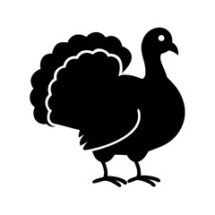 A Simple Black Silhouette Illustration of a Thanksgiving Turkey