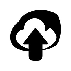 Cloud Uploading Data Icon Black Silhouette Design Digital Technology