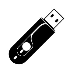 Black and White Illustration of a USB Flash Drive Data Storage Device