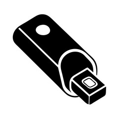 Black and White Illustration of a USB Flash Drive or Modem Device