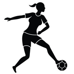 Silhouette of Female Soccer Player in Action