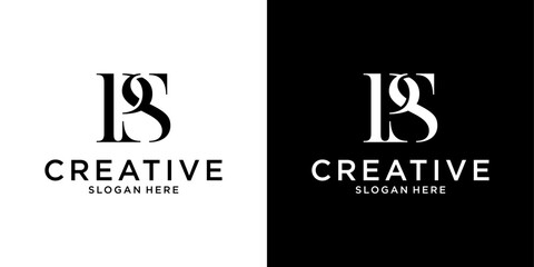 PS or SP initial letter logo design vector