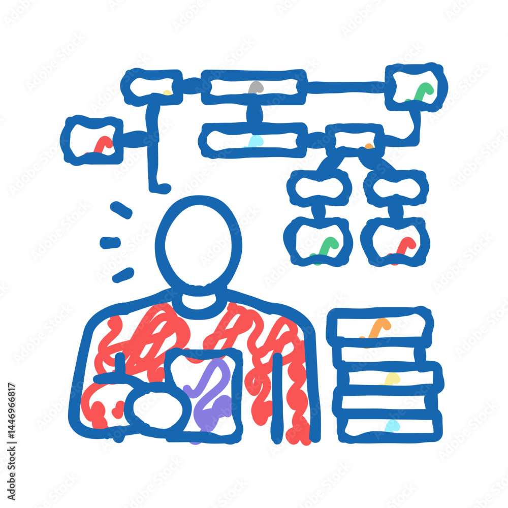 Poster learning algorithm icon doodle illustration