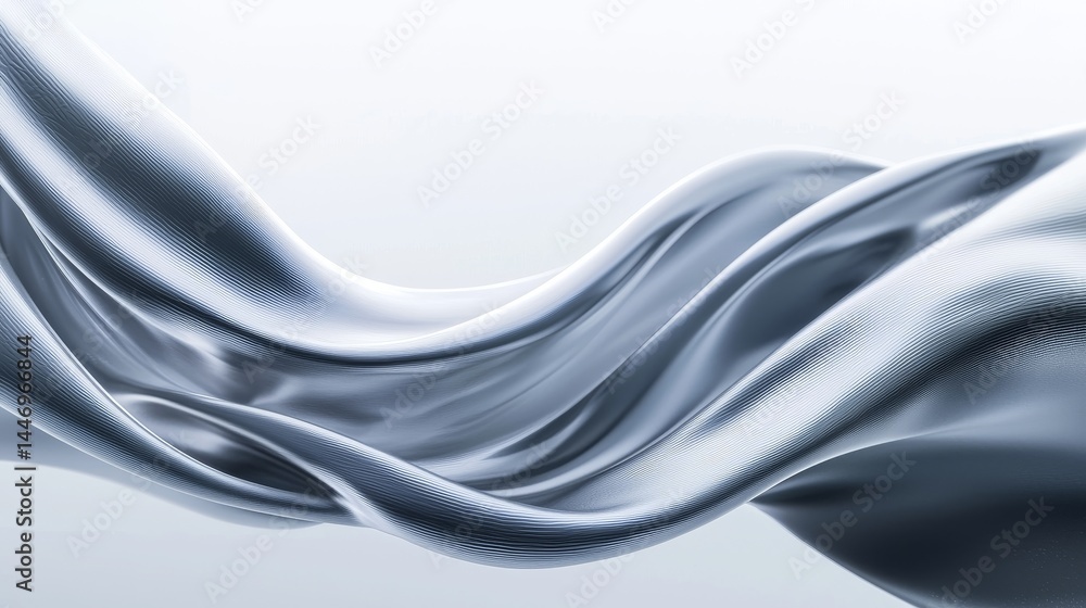 Poster elegant flowing silver fabric creating a smooth, dynamic texture on a light background.