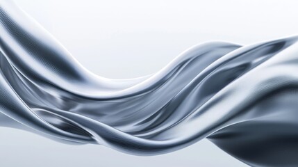 Obraz premium Elegant flowing silver fabric creating a smooth, dynamic texture on a light background.