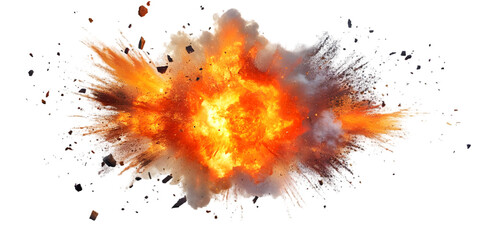 Explosion Illustration Isolated Background With Fire Burst Effects