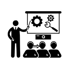 Businessman giving a presentation on teamwork and engineering