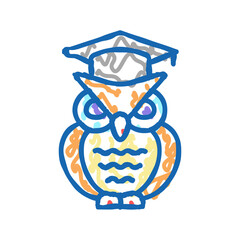 wisdom owl icon doodle illustration